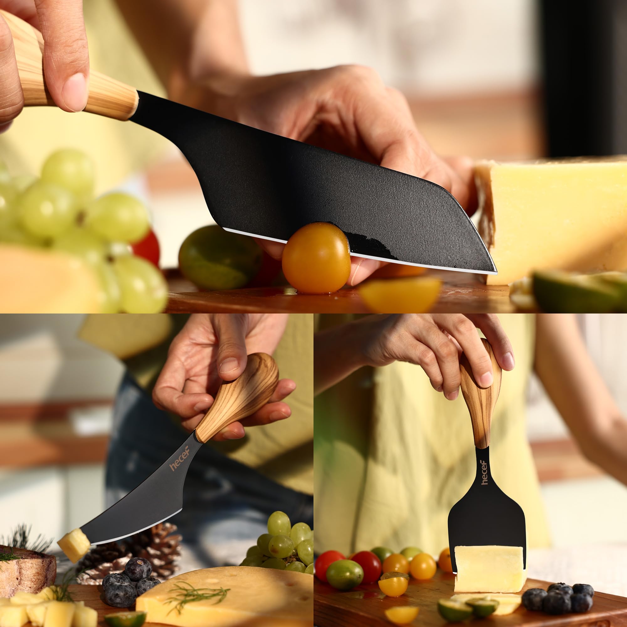 hecef matte black stainless steel blades provide durable rust resistance