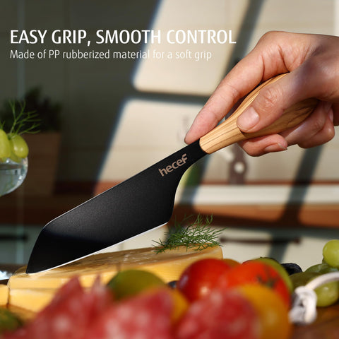 hecef olive wood grain handles offer comfortable grip and stylish contrast