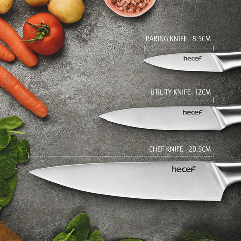 hecef Silver 3.5-inch paring knife tip detail for delicate prep work