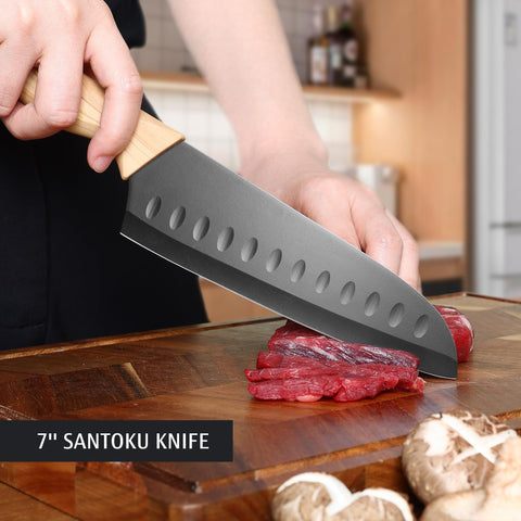 hecef Vintage Knife Blades nonstick coating reduces sticking during prep