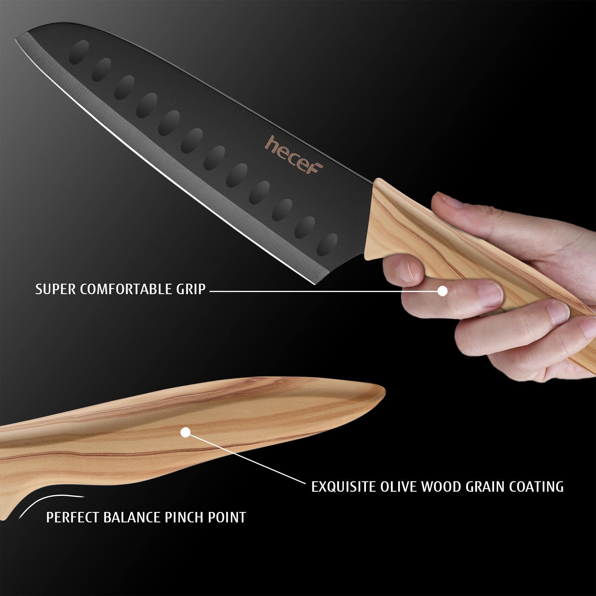 hecef Vintage Knife Set supports everyday kitchen prep with ergonomic design