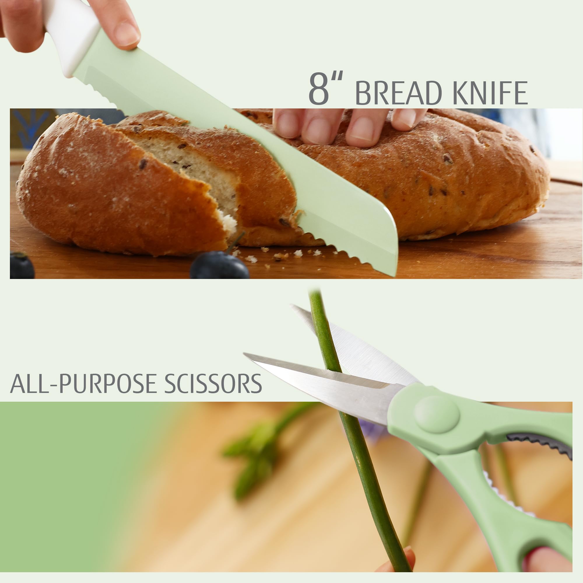 Hecef wooden knife block stores all blades neatly
