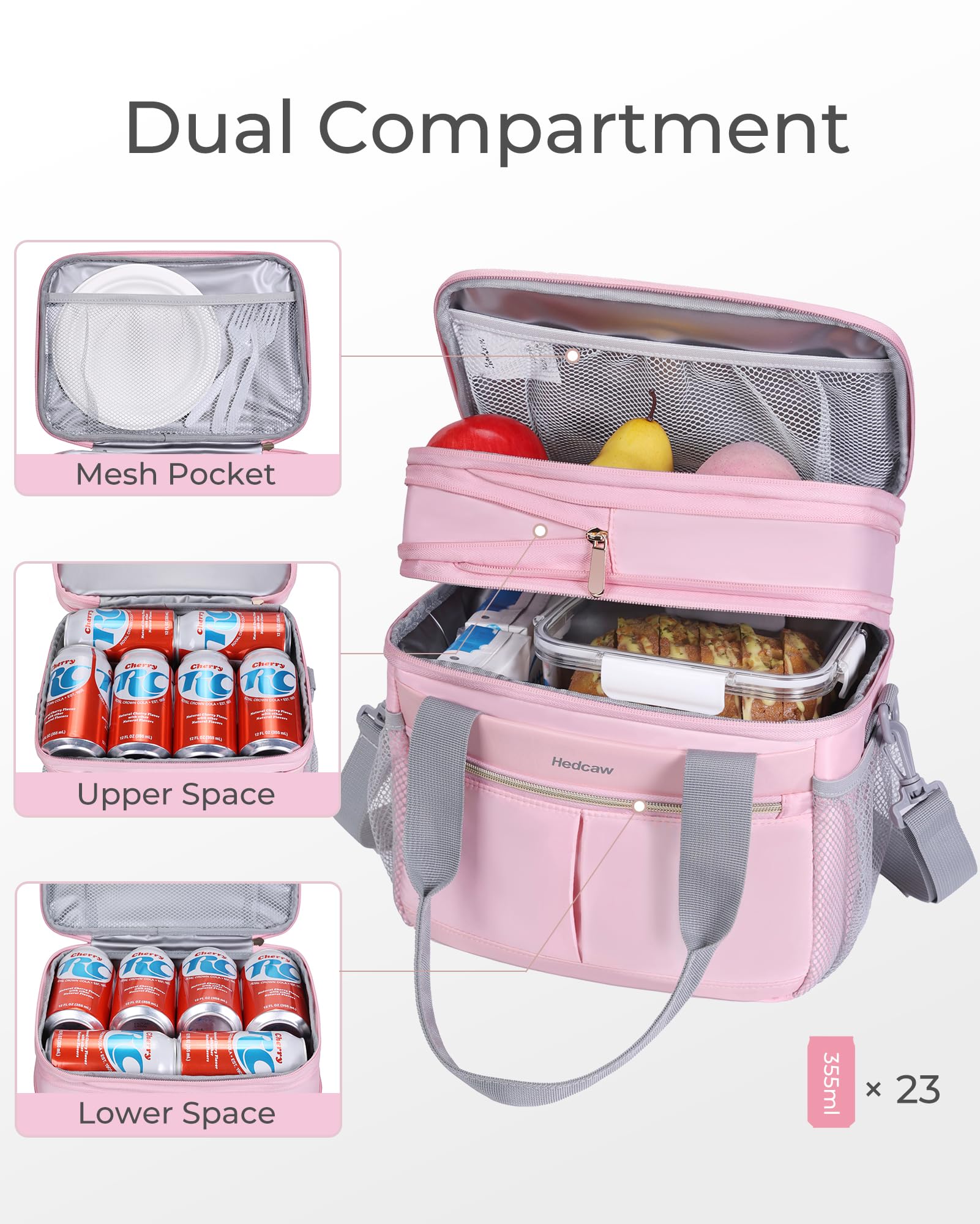 Hedcaw lunch box expanded capacity showing space for drinks and foods