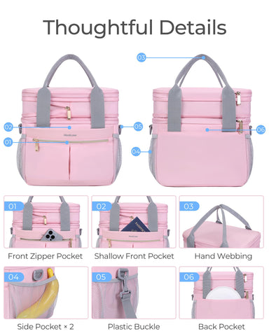 Hedcaw lunch box multi-pocket design with straps for easy carrying
