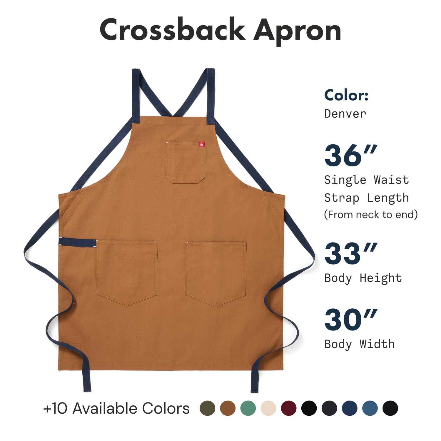 hedley bennett crossback apron denver brown shows deep pockets for tools