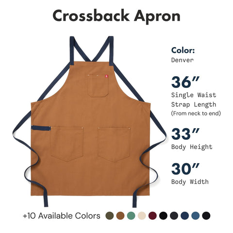 Hedley & Bennett Denver Brown canvas apron offers rustic style and durability.