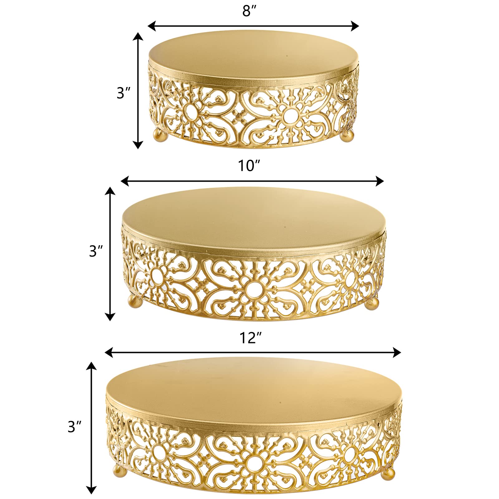 Hedume 10-inch round gold cake stand ideal for dessert displays at gatherings.