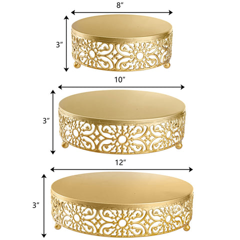 Hedume 10-inch round gold cake stand ideal for dessert displays at gatherings.