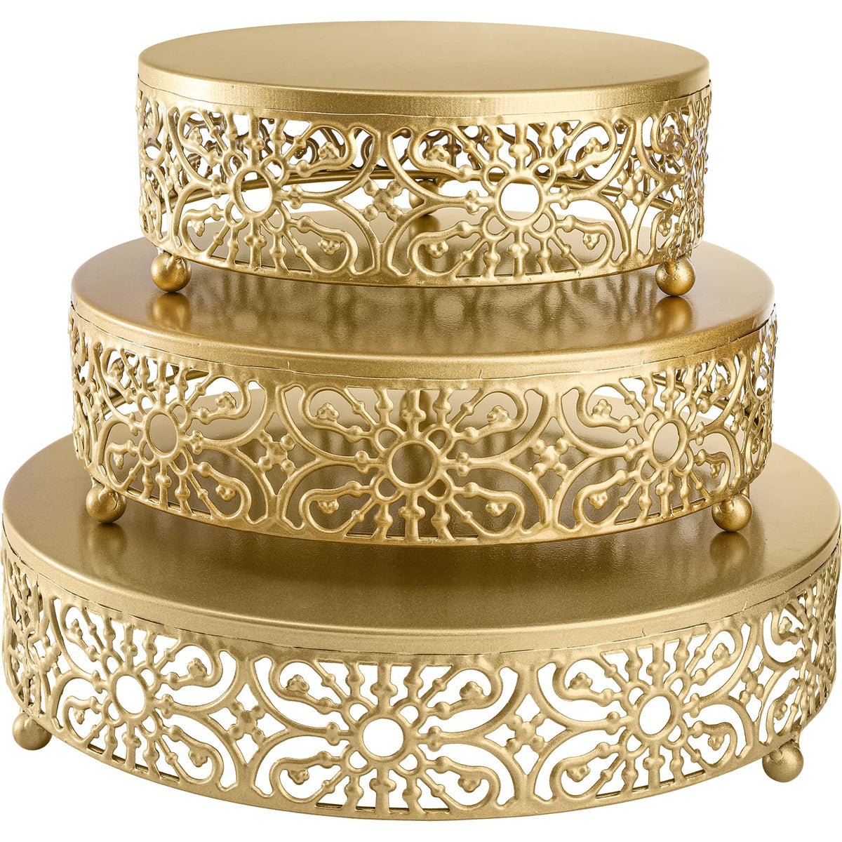 Hedume 8-inch round gold cake stand showcases cupcakes with elegant height.