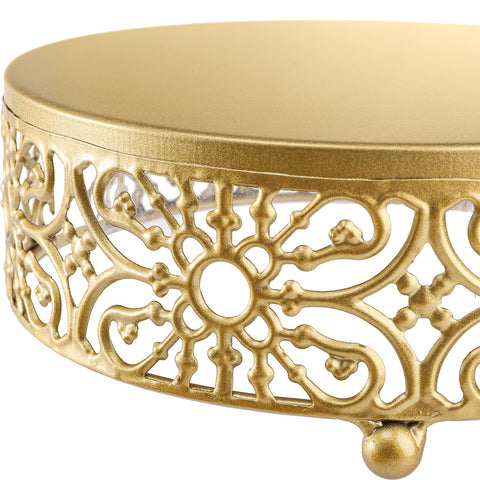 Hedume gold-base dessert stand with sculpted accents for luxe parties.