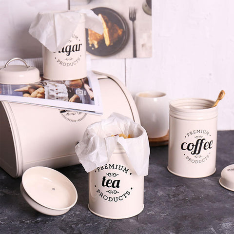 Hedume nesting metal canisters stack neatly for space-saving storage.