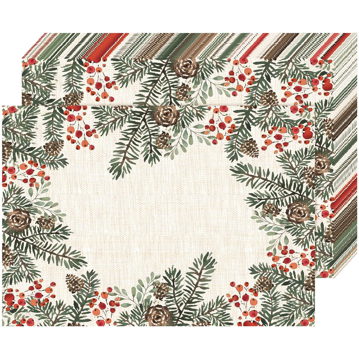 Heentan Christmas placemat with pinecone design for festive table settings.