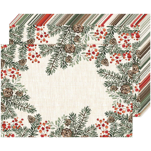 Heentan Christmas placemat with pinecone design for festive table settings.