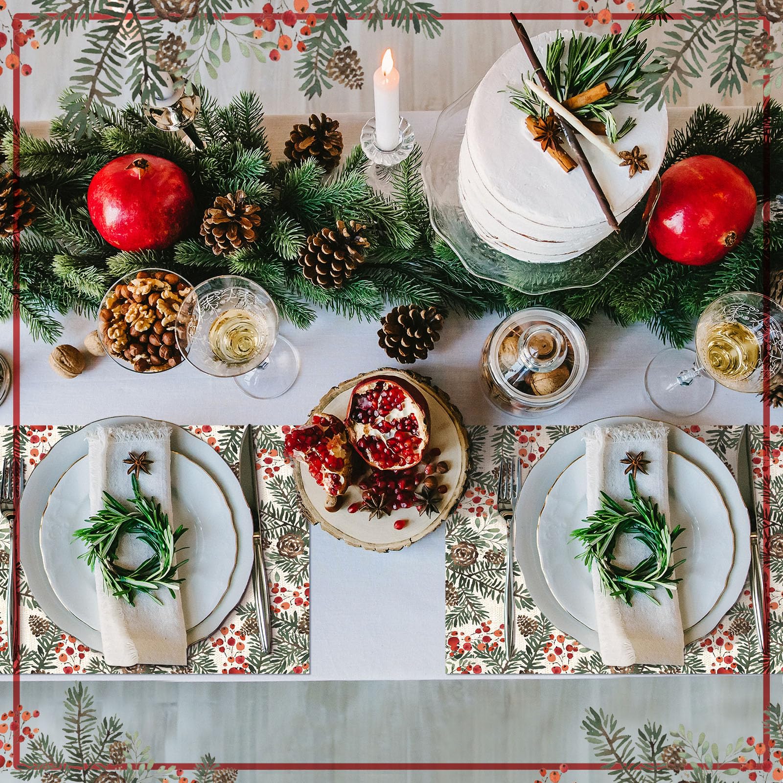 Heentan placemat white background fits 10x14 inch table settings.