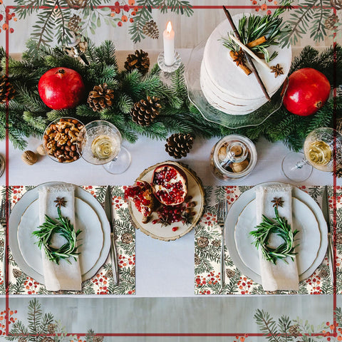 Heentan placemat white background fits 10x14 inch table settings.