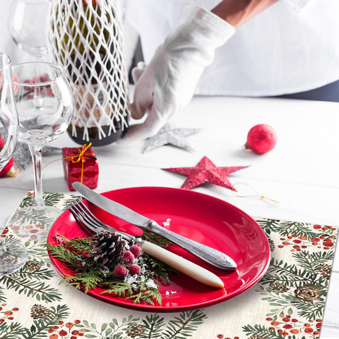 Heentan disposable paper placemat enables quick cleanup after meals.