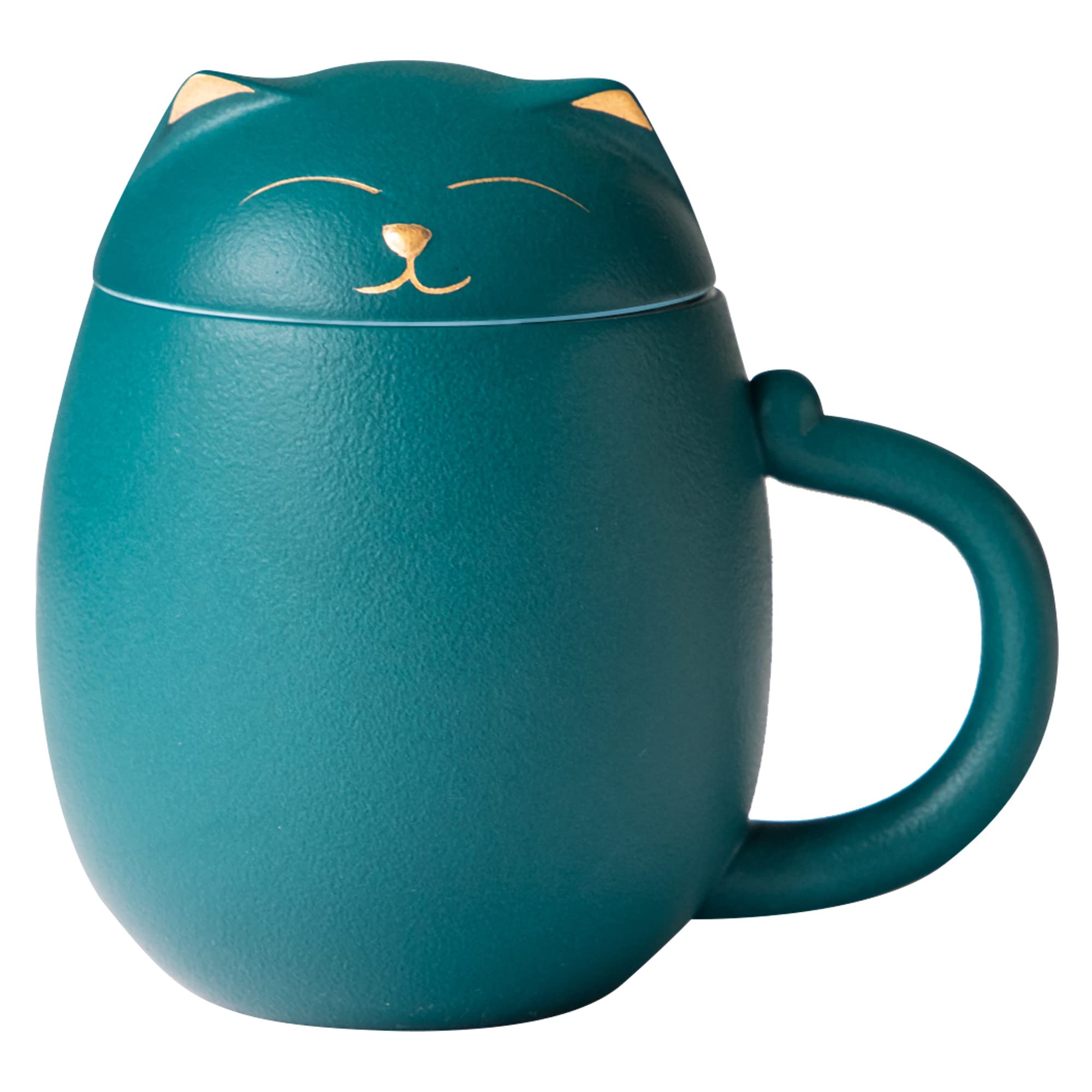 HEER cat tea cup with infuser for rich loose-leaf brewing at home.