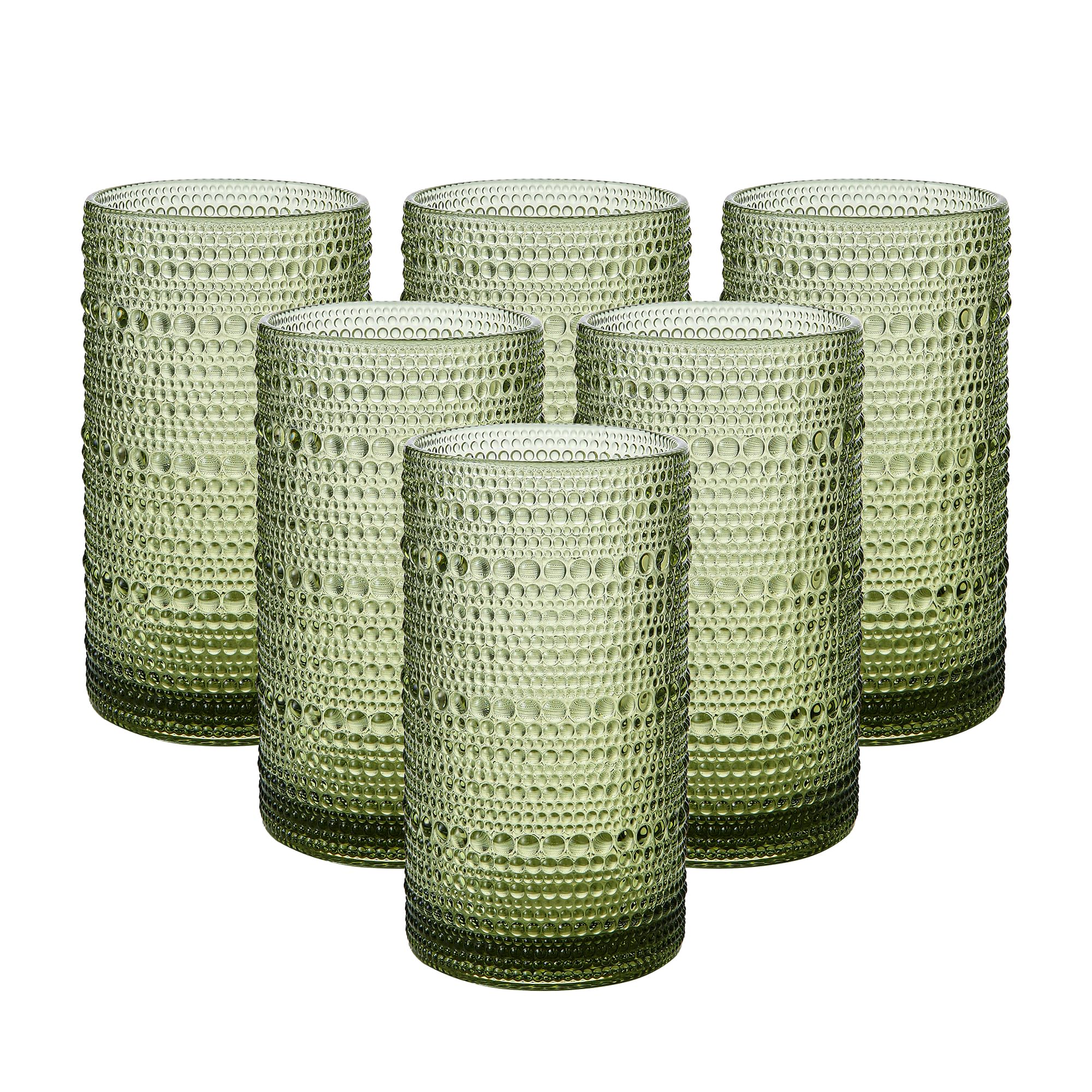 HEFBCOMK vintage hobnail glass tumblers six-piece set for cocktails and beverages