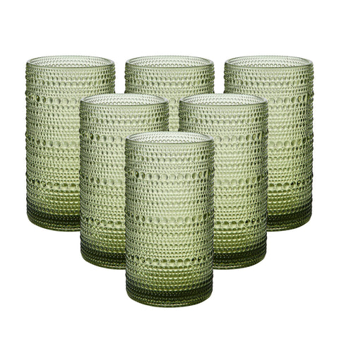 HEFBCOMK vintage hobnail glass tumblers six-piece set for cocktails and beverages