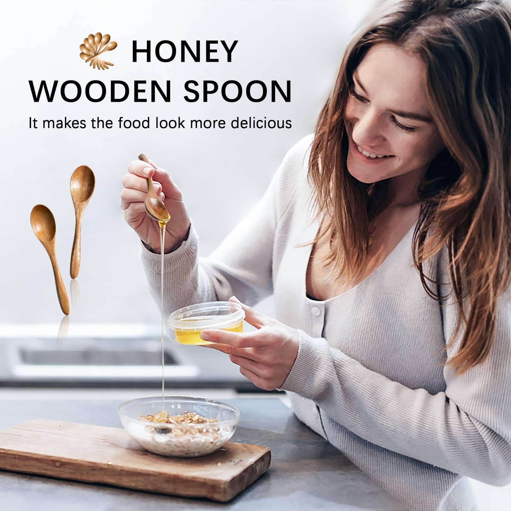 Hefild honey spoons dip smoothly for precise honey scooping and topping desserts.