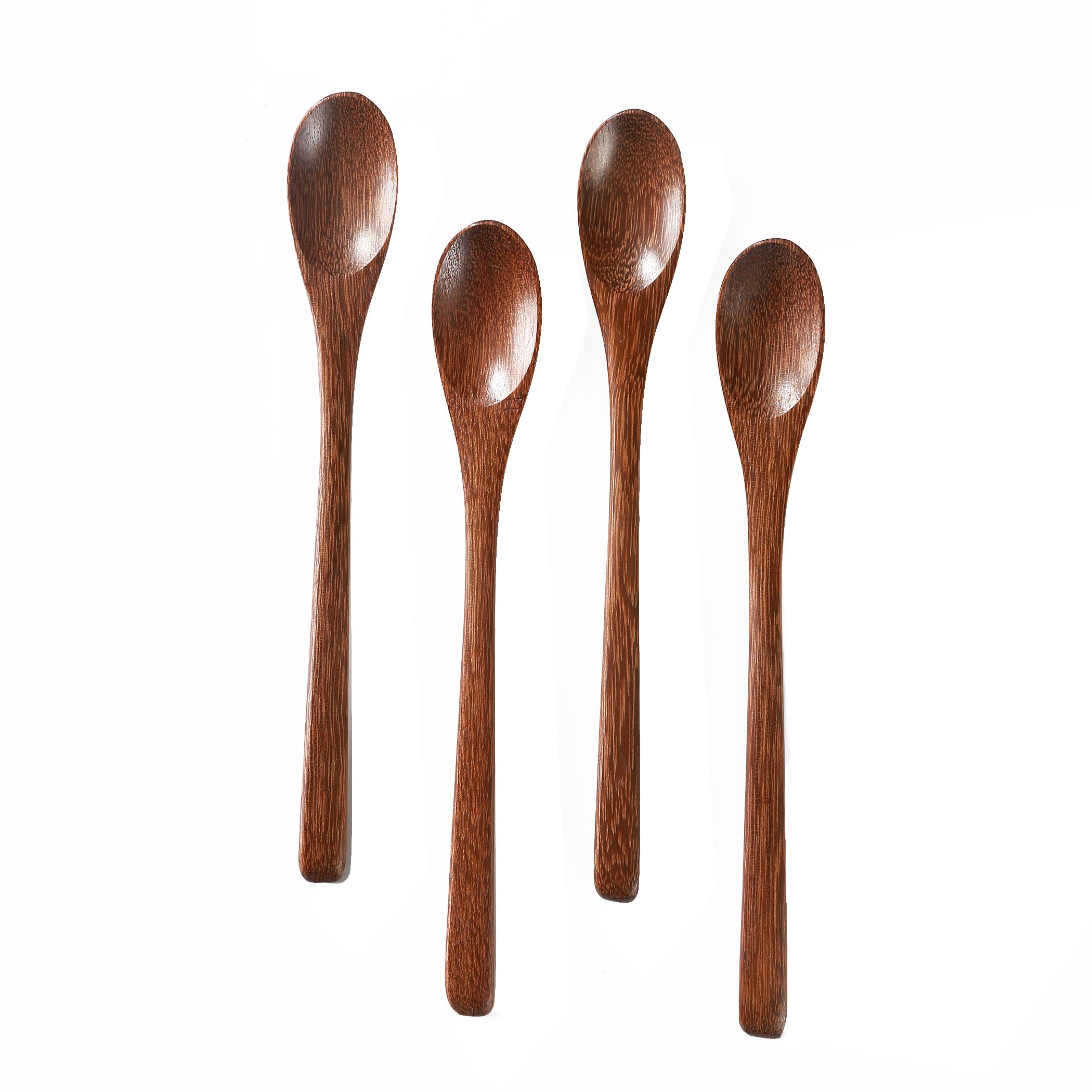 Hefild padauk wooden spoon shown with honey pot for precise jar scooping.