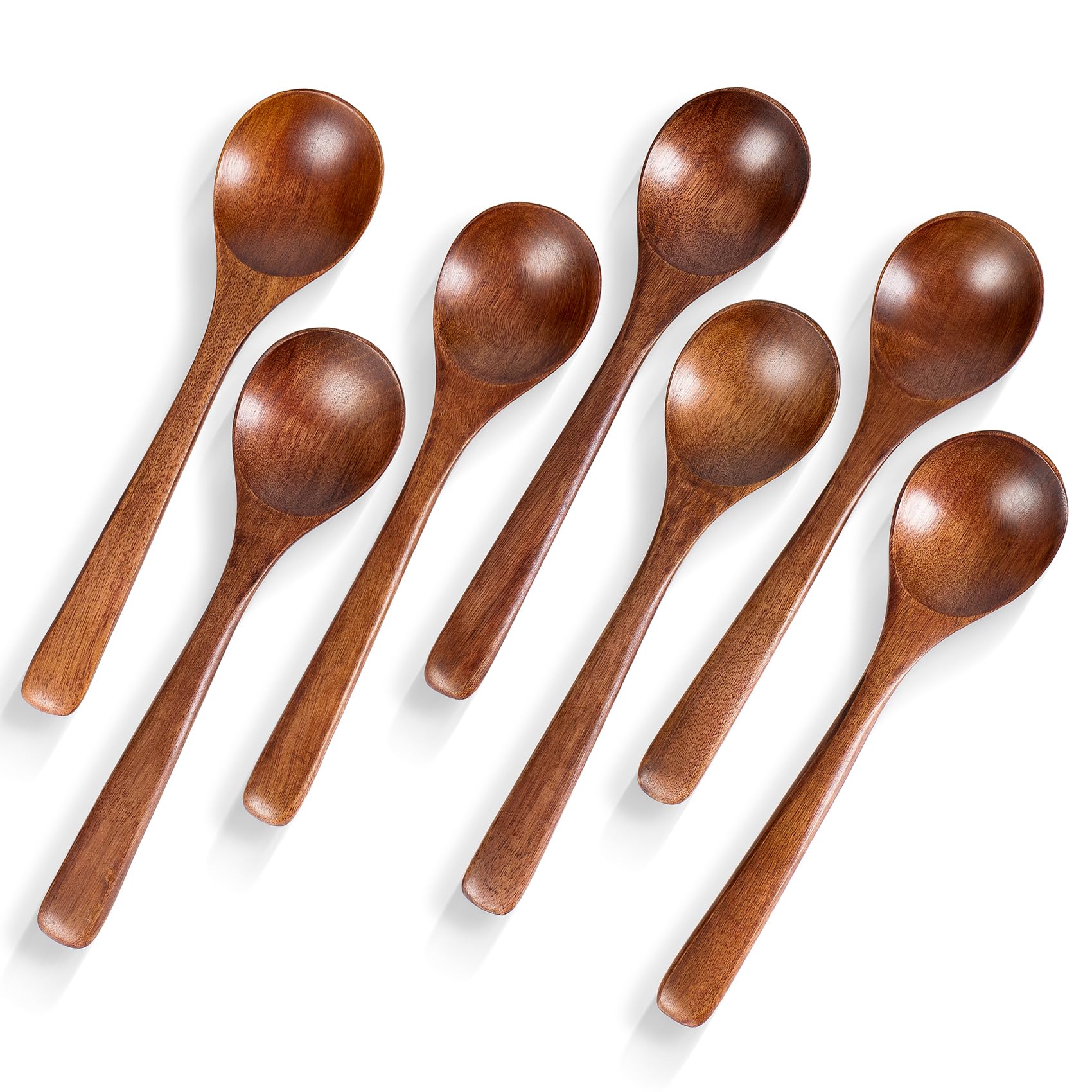 Hefild seven-piece wooden spoons for eating show natural finish and versatile dining use