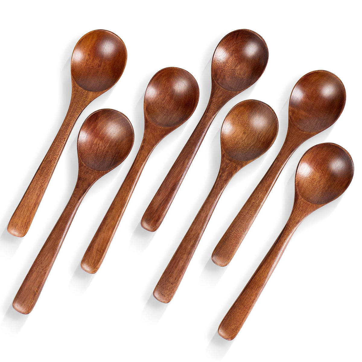 Hefild seven-piece wooden spoons for eating show natural finish and versatile dining use