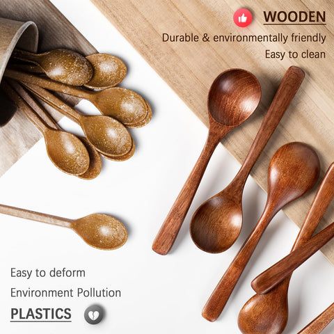 Hefild small serving spoons showcase natural wood charm at meals