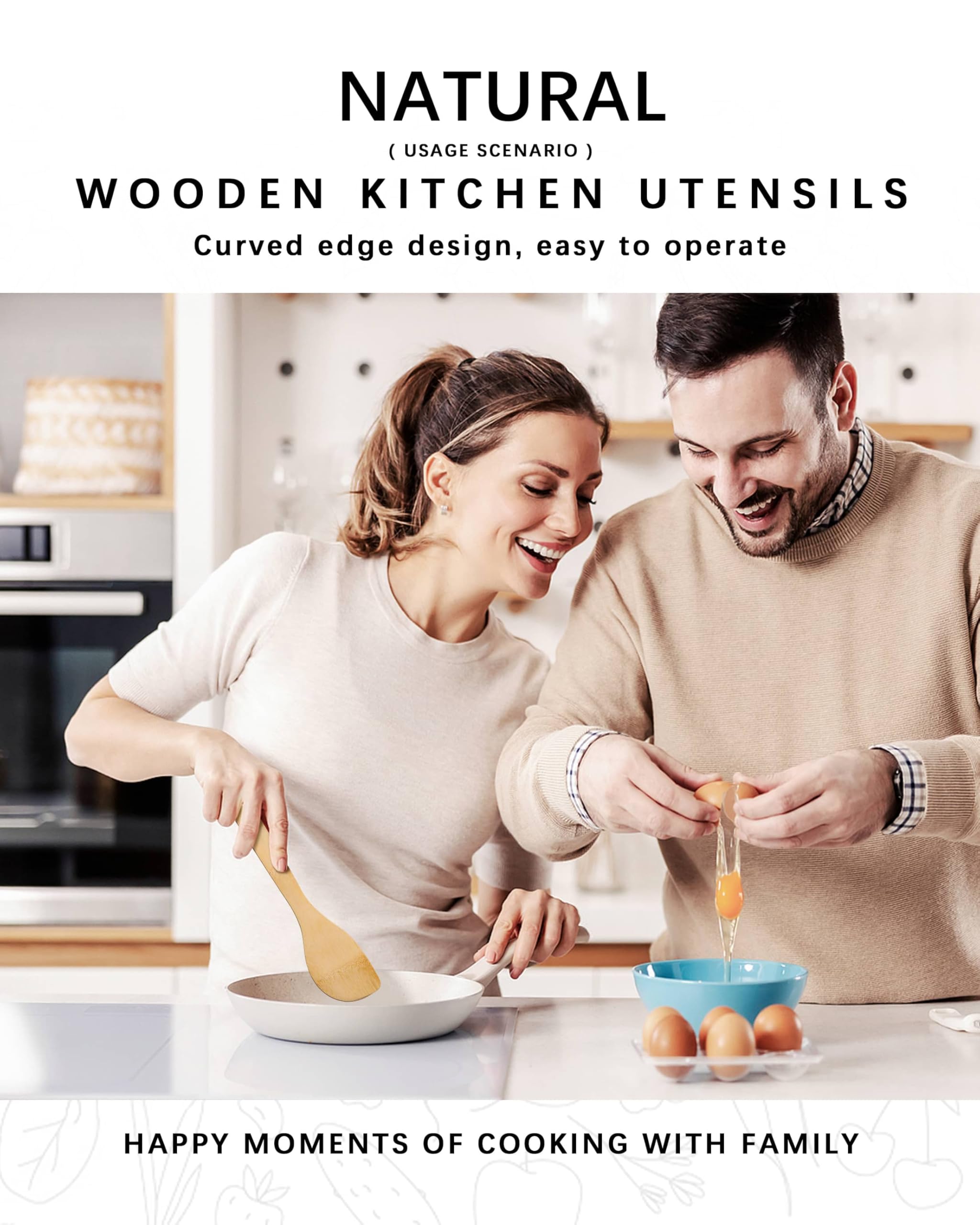 Hefild wooden spoon with natural grain for gentle stirring.