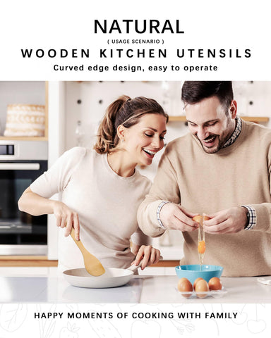 Hefild wooden spoon with natural grain for gentle stirring.
