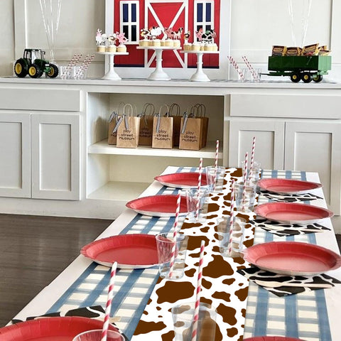 Hegbolke brown cow print runner is reusable and spill-resistant