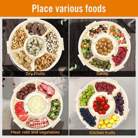 Hegrish charcuterie-friendly tray displays fruits and bites neatly.