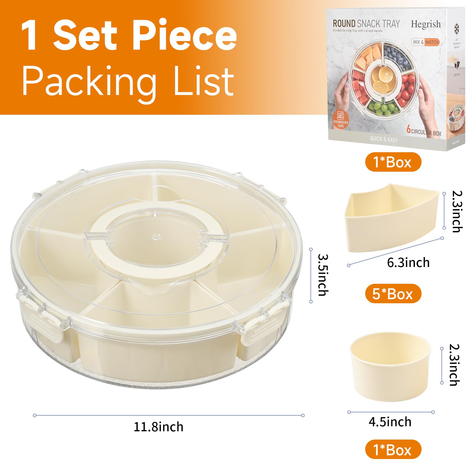 Hegrish clear organizer tray shows compartments for easy fridge storage.