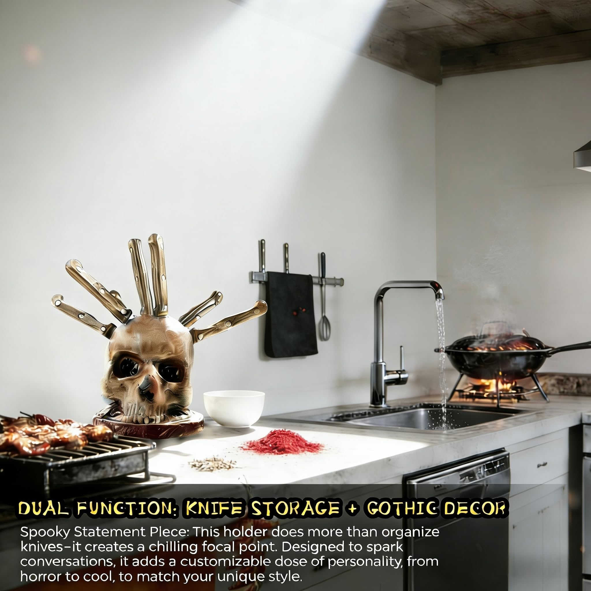 Great housewarming gift for lovers of macabre kitchen style.