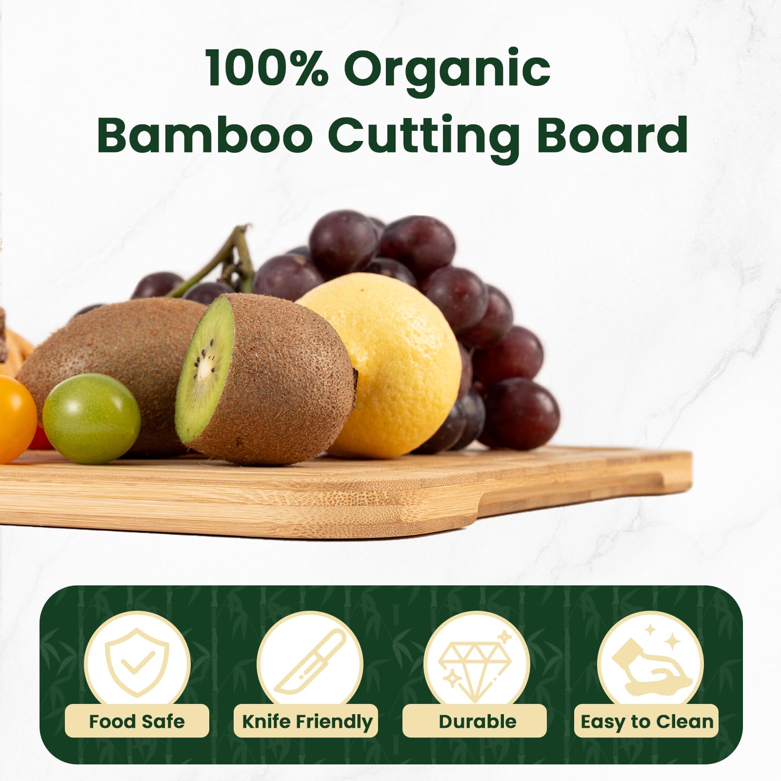 Heimlove bamboo board with low water absorption for easy cleaning.