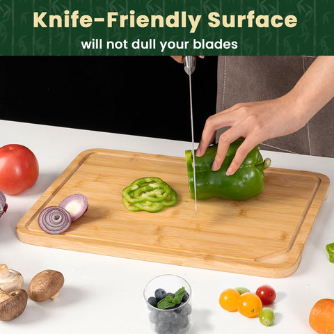Heimlove cutting board knife-friendly edge for precise chopping.