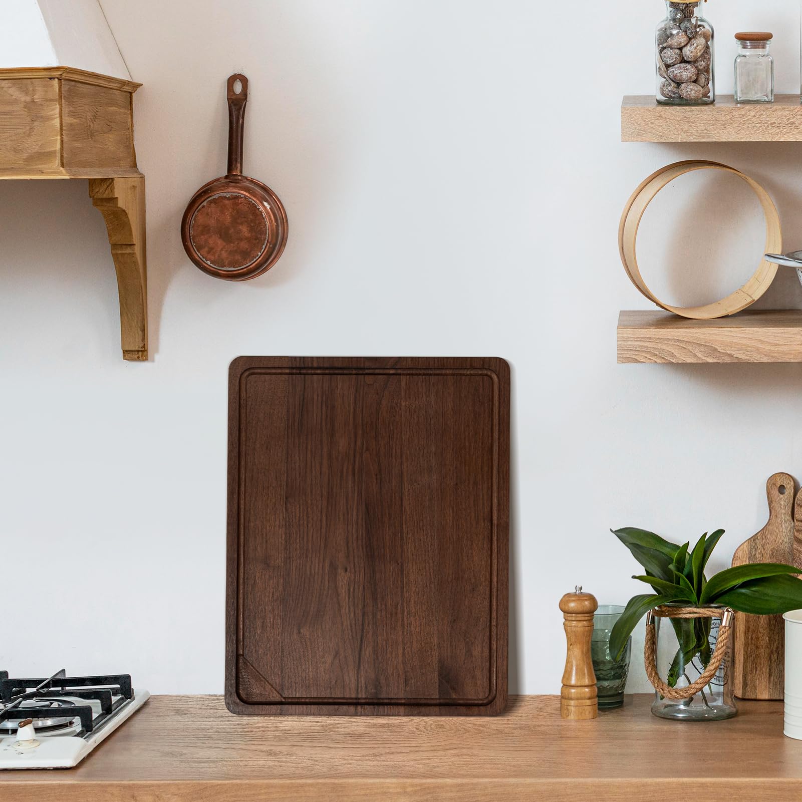 Serving cheese and vegetables on Heimlove walnut cutting board.