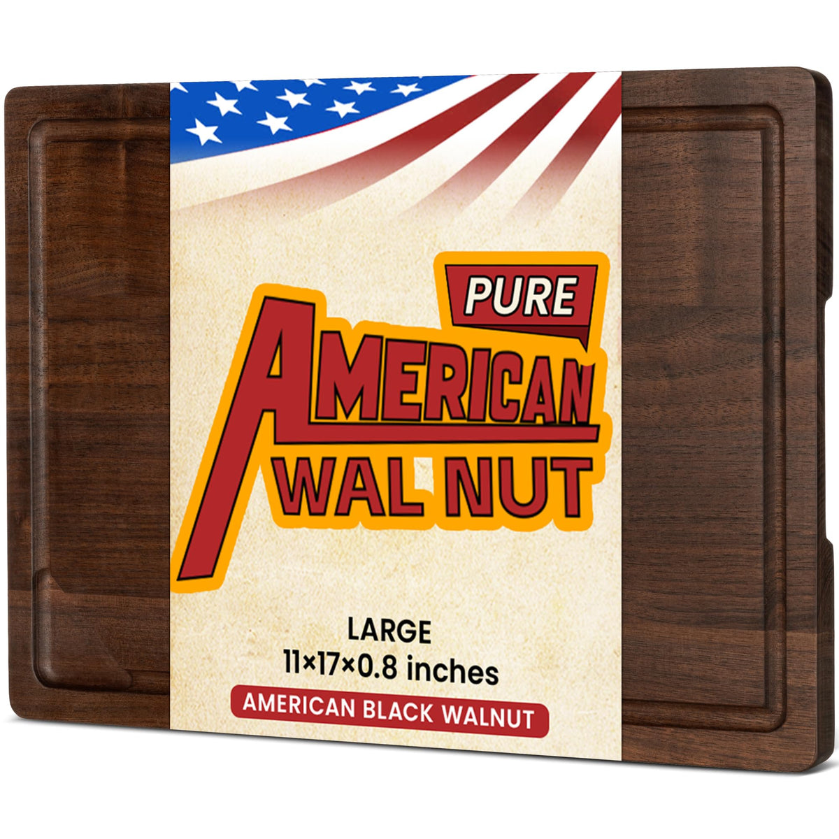 Heimlove Walnut Cutting Board top view highlighting reversible surface and size