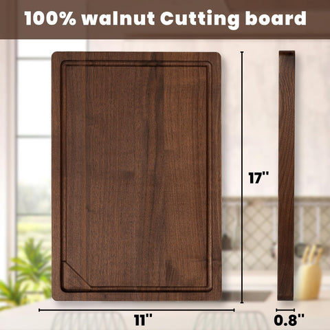Heimlove Walnut Cutting Board handles close-up for easy transport
