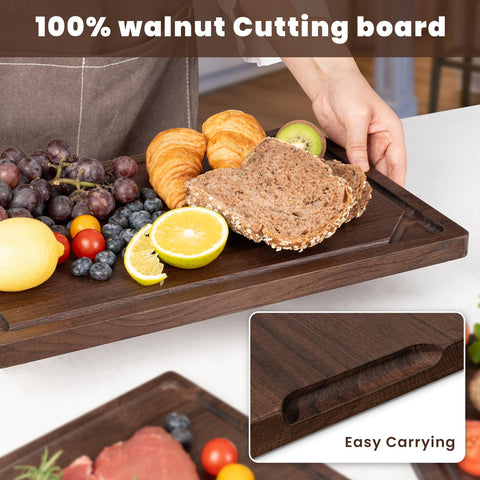 Heimlove Walnut Cutting Board showing deep juice groove on side