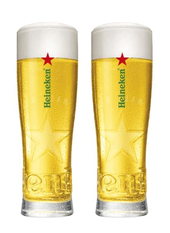 Heineken Signature Beer Glasses 16 oz pour to enhance aroma and keep beer cold.