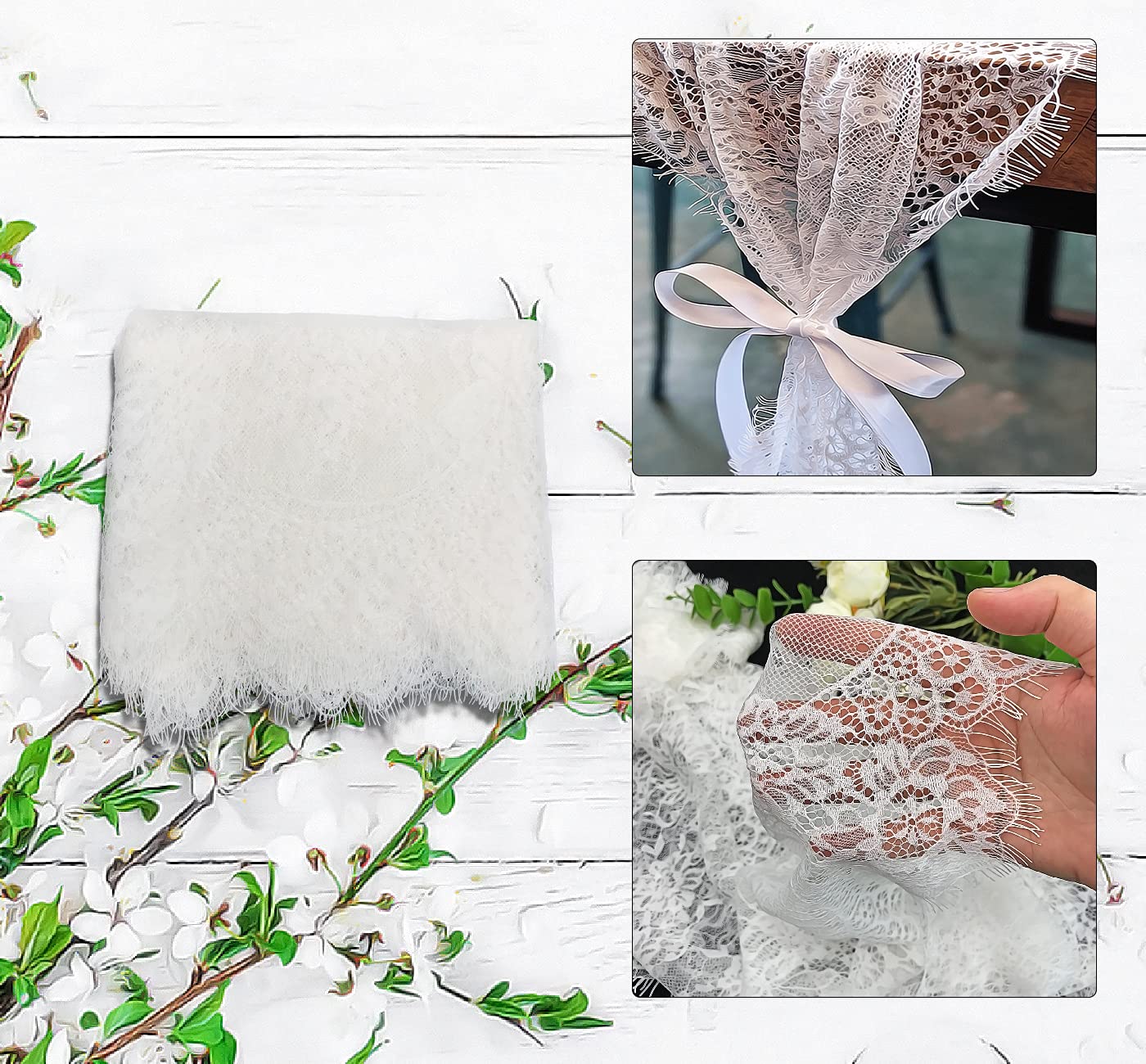 HEIPINIUYE boho white lace table runner adds soft elegance to receptions