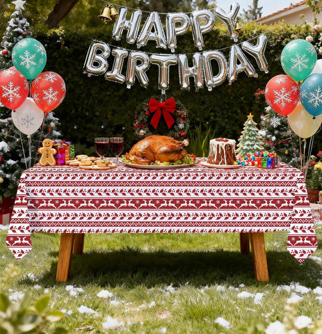 HEIPINIUYE Xmas tablecloth suitable for indoor and outdoor parties.