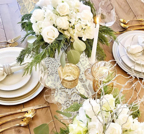 HEIPINIUYE white lace runner frames candles and flowers with subtle luxury