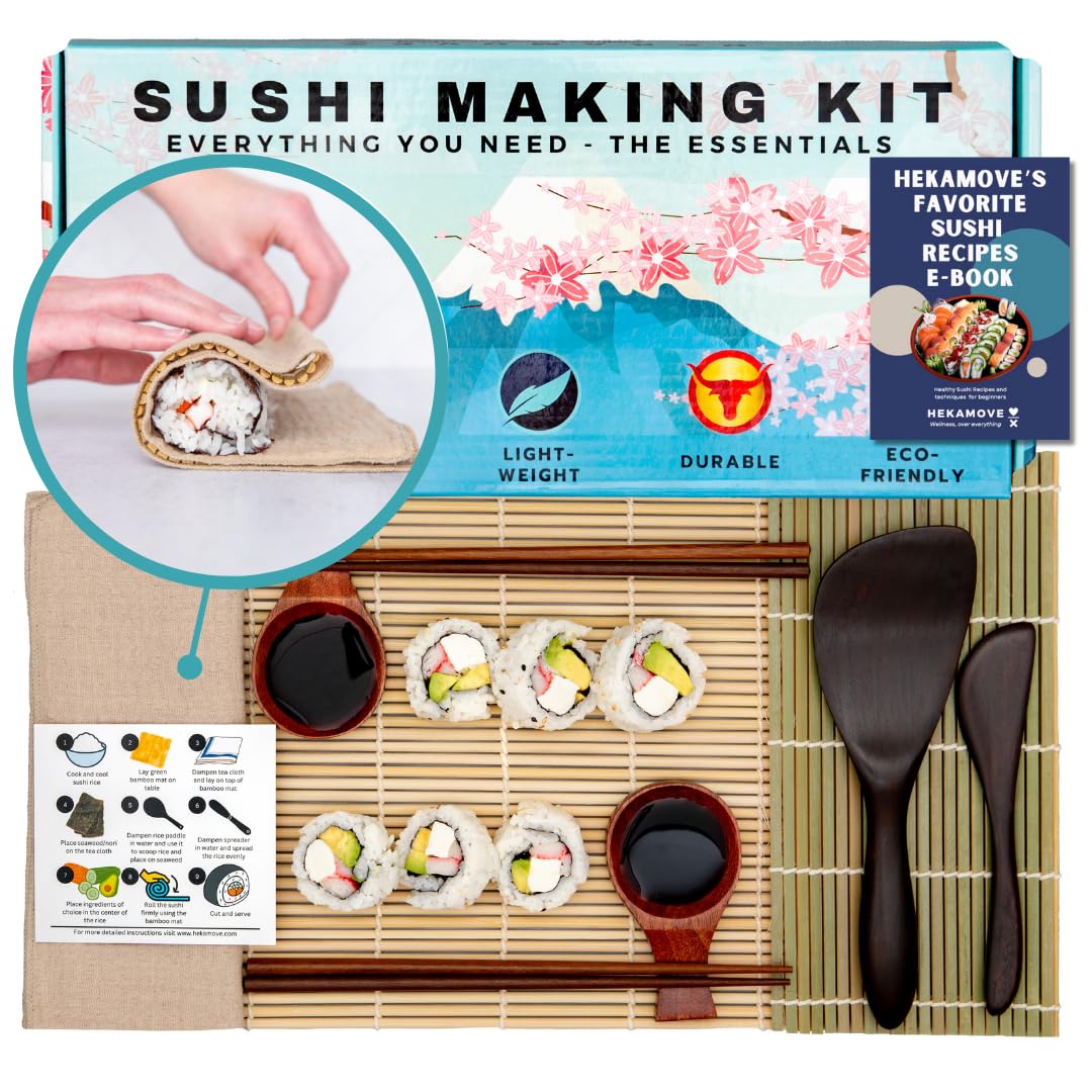 HEKAMOVE No Plastic Premium Sushi Kit in wood for home sushi making