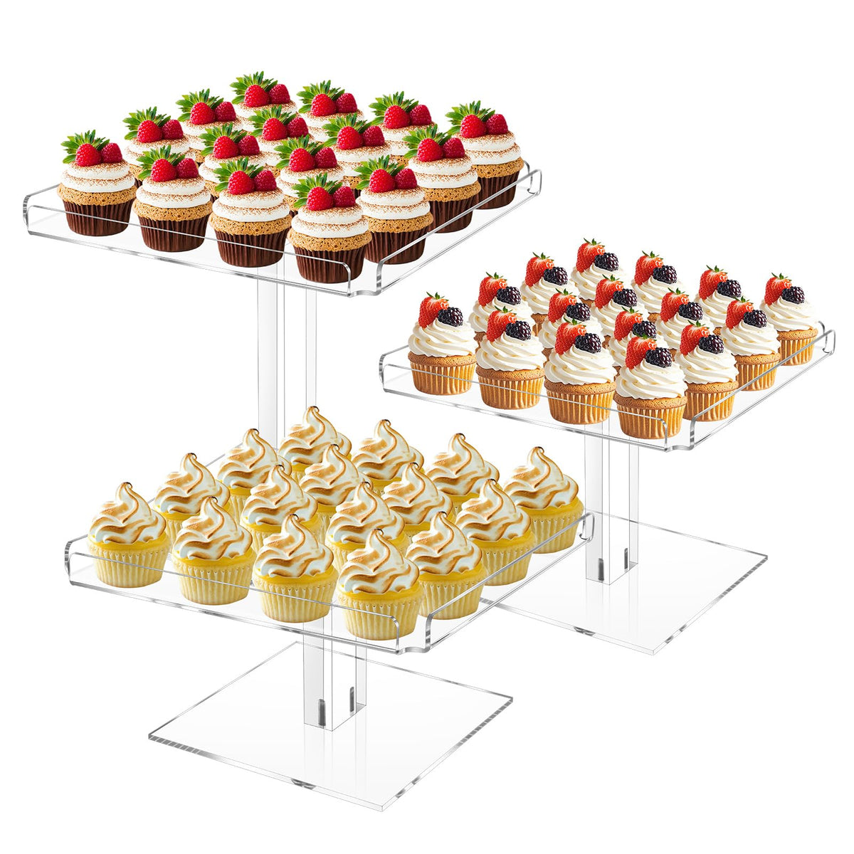 HEKORE 3-tier dessert tray, top view, ideal for weddings and buffets.