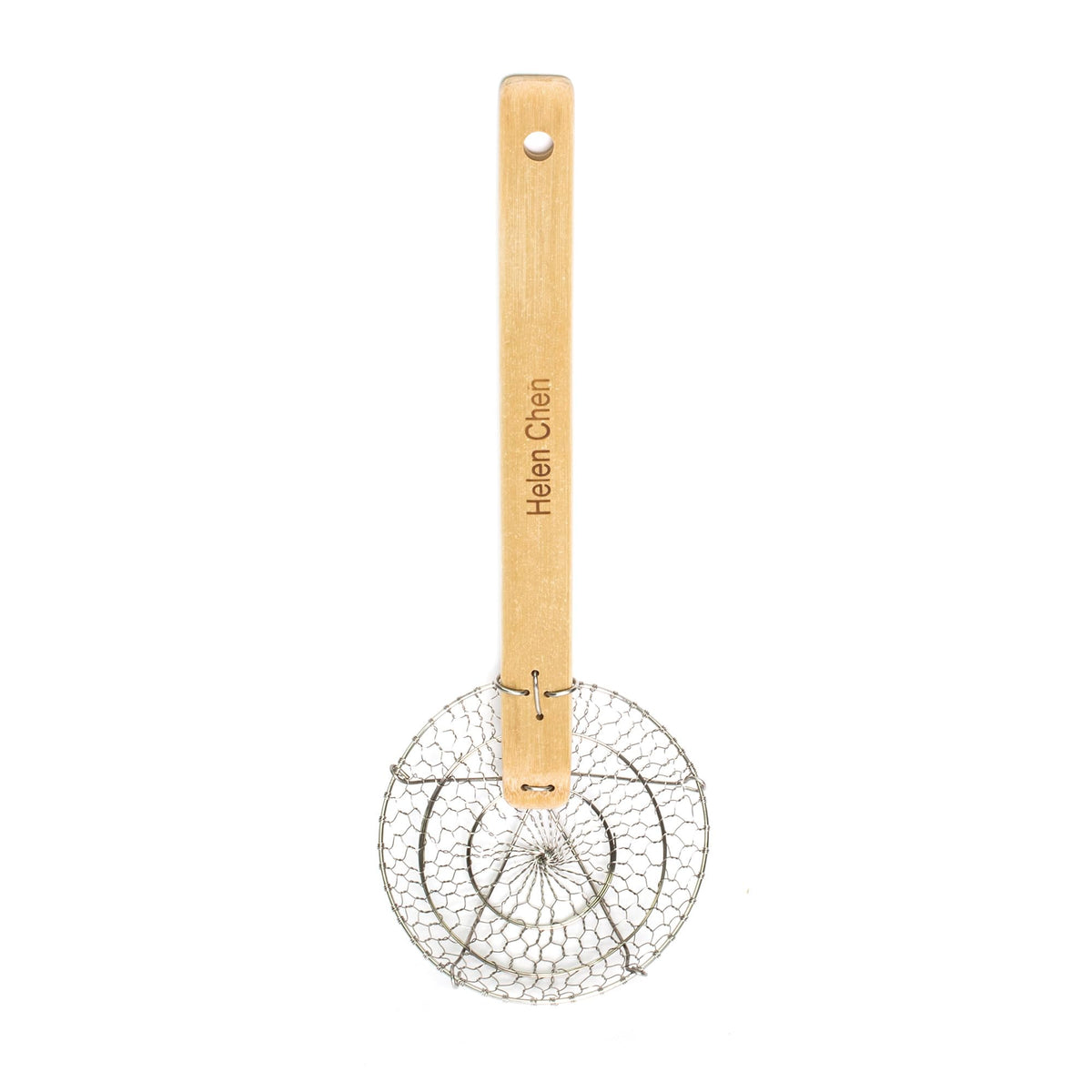 Helen's Asian Kitchen spider strainer, 5-inch diameter, for quick draining of small batches.