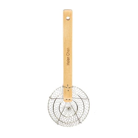 Helen's Asian Kitchen spider strainer, 5-inch diameter, for quick draining of small batches.