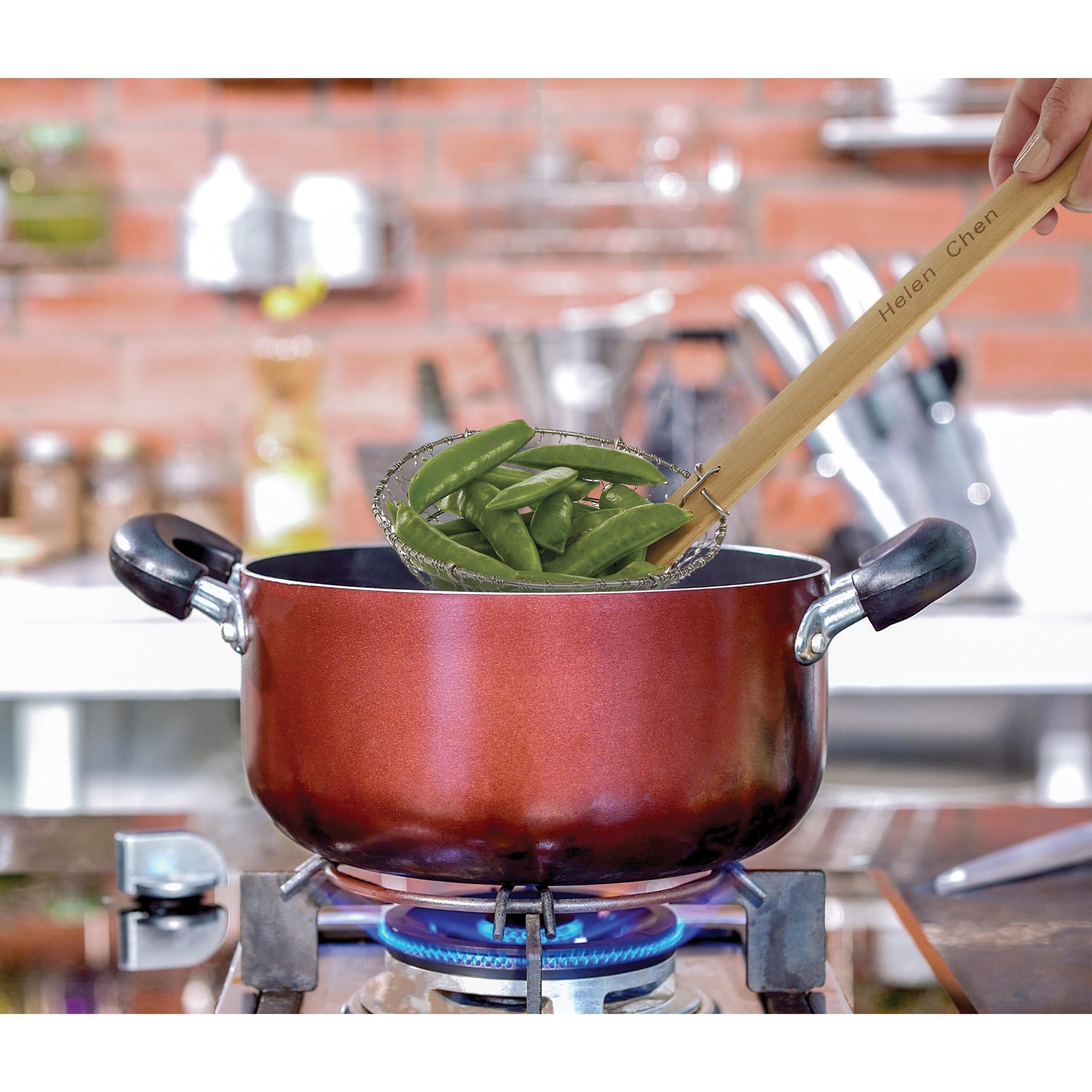 Helen's Asian Kitchen spider strainer is dishwasher-safe for easy cleanup.