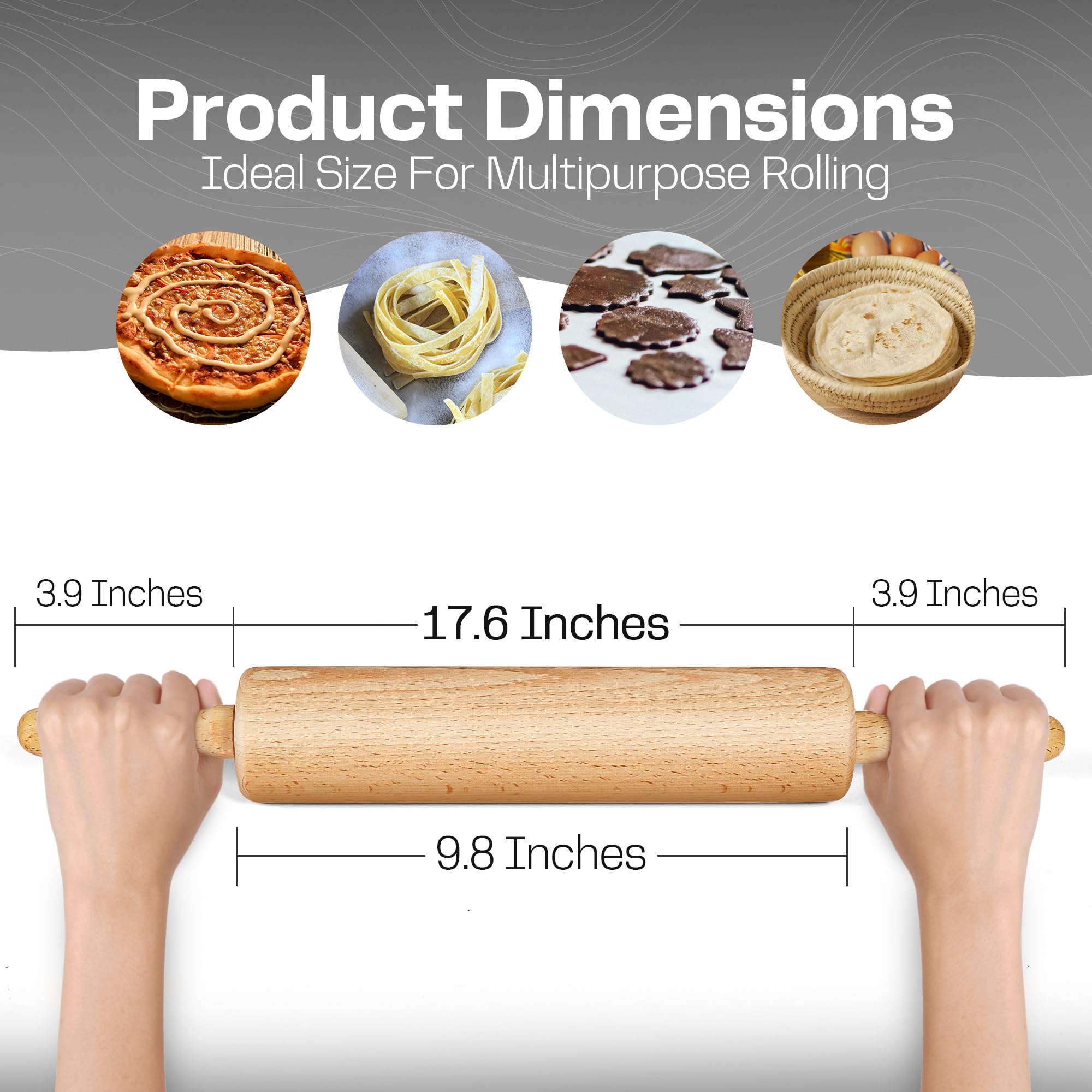 HELFERX beech wood grain highlight for a durable dough roller.